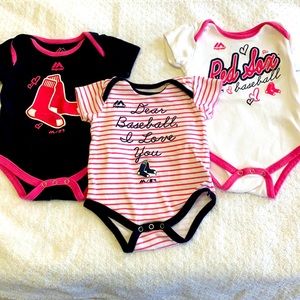 6-9 Month Girl Boston Red Sox Onesies